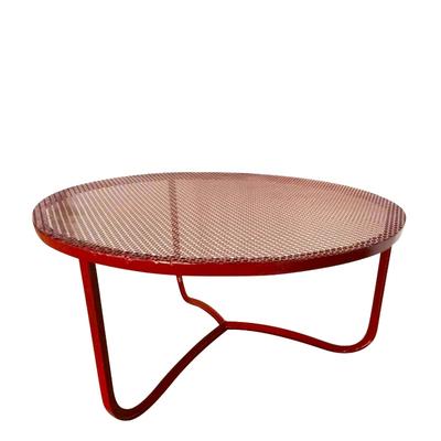 Jean Royere Tripod Red Lacquered Perforated Iron Coffee Table