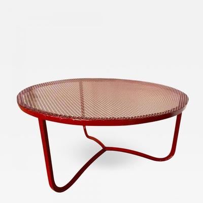 Jean Royere Tripod Red Lacquered Perforated Iron Coffee Table