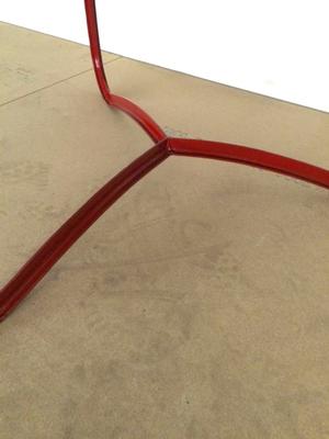 Jean Royere Tripod Red Lacquered Perforated Iron Coffee Table