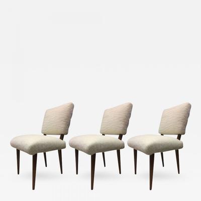 Jean Royère Wool Faux Fur Ash Set Three Chairs