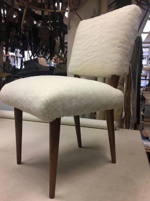 Jean Royère Wool Faux Fur Ash Set Three Chairs