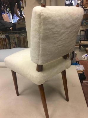 Jean Royère Wool Faux Fur Ash Set Three Chairs
