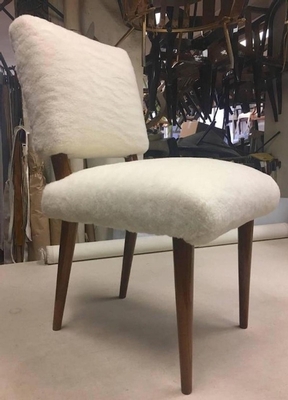 Jean Royère Wool Faux Fur Ash Set Three Chairs