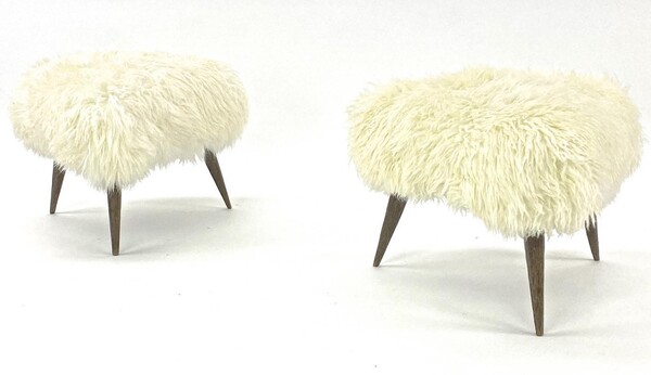 Jean Touret for Atelier Marolles pair of brutalist stool 