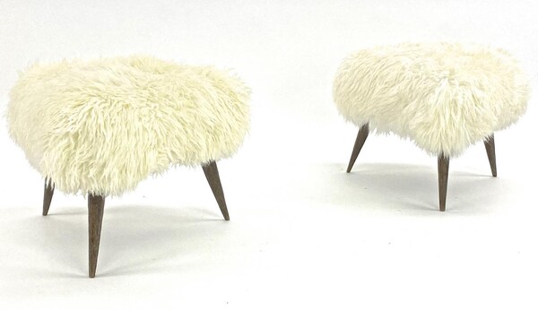 Jean Touret for Atelier Marolles pair of brutalist stool 