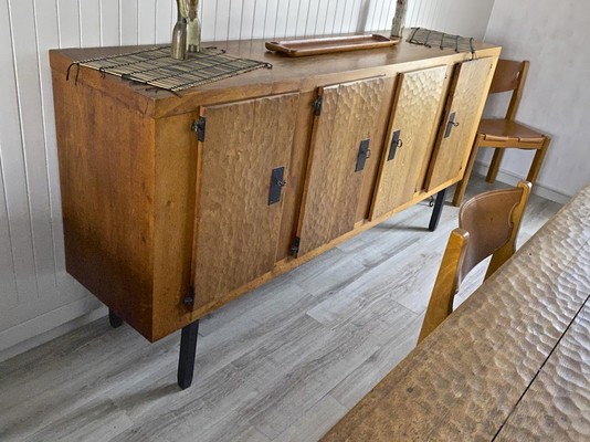 Jean Touret -Les Ateliers De Marolles 4 doors solid oak cabinet