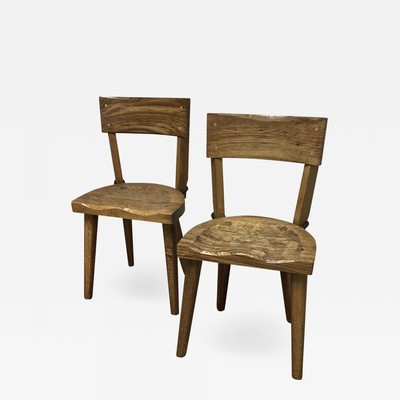 Jean Touret//les Ateliers de Marolles brutalist solid wood chairs