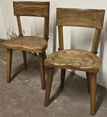 Jean Touret//les Ateliers de Marolles brutalist solid wood chairs