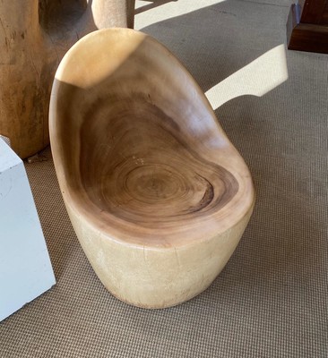 José Zanine Caldas style egg carved solid wood chair