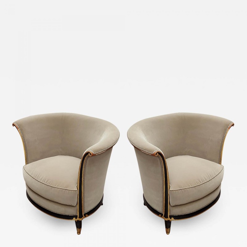 Jules Leleu  documented early Art Deco refined pair of chairs