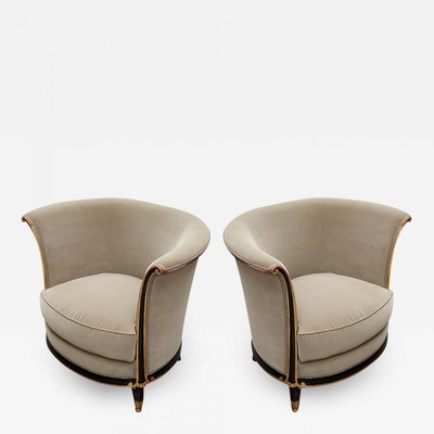 Jules Leleu  documented early Art Deco refined pair of chairs