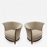 Jules Leleu  documented early Art Deco refined pair of chairs