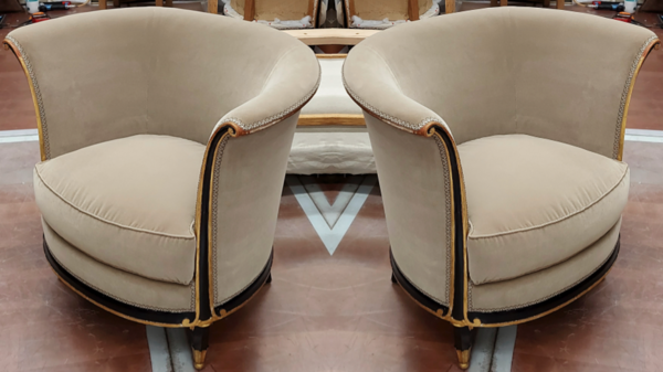 Jules Leleu  documented early Art Deco refined pair of chairs