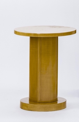 Jules Leleu Sycamore Cylinder Coffee Table Side Tables