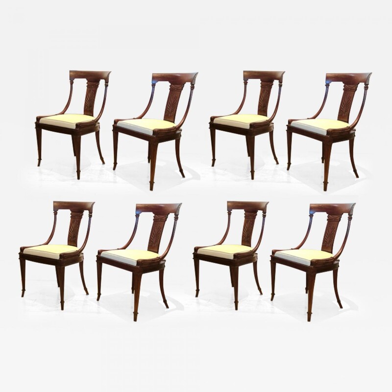 Klismos rare set of 8 solid mahogany dinning chairs