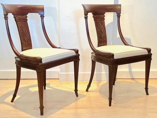 Klismos rare set of 8 solid mahogany dinning chairs