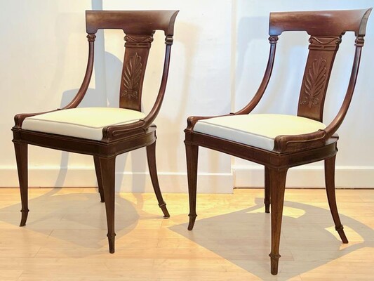 Klismos rare set of 8 solid mahogany dinning chairs