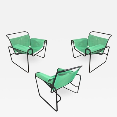 Le Corbusier for Thonet rare set of 3  outside lounge chairs