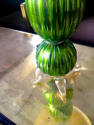 Lemon Green Murano Gold Incrusted Glass lamps