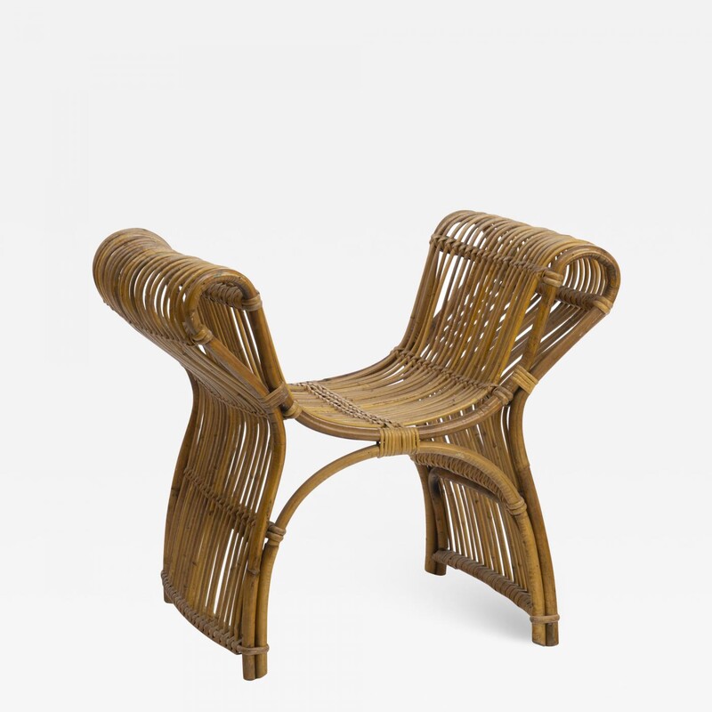 louis sognot attributed superb rattan throne shaped bench