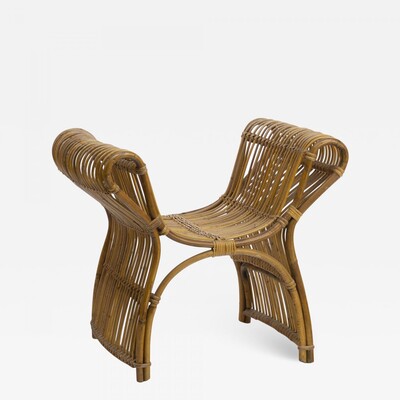 louis sognot attributed superb rattan throne shaped bench