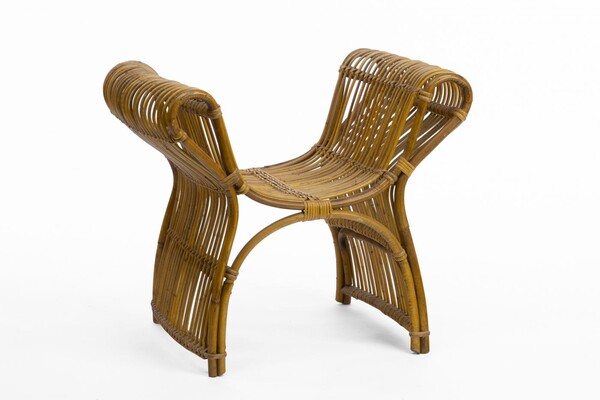 louis sognot attributed superb rattan throne shaped bench