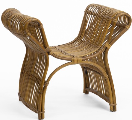 louis sognot attributed superb rattan throne shaped bench
