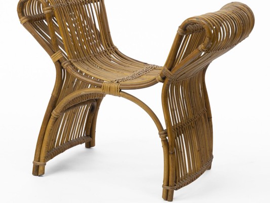 louis sognot attributed superb rattan throne shaped bench
