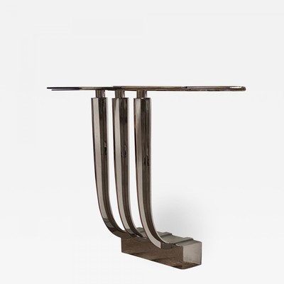 Louis Sognot rarest Art Deco modernist nickeled iron console 