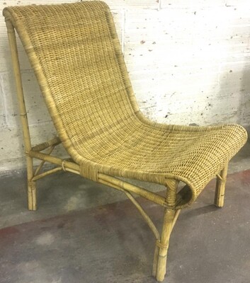 Louis Sognot Superb set of Rattan Slipper Chairs 