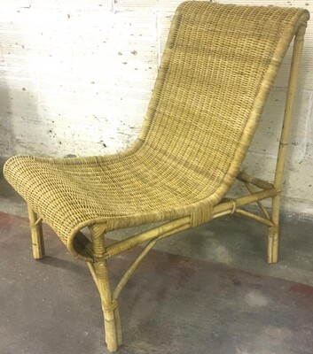Louis Sognot Superb set of Rattan Slipper Chairs 