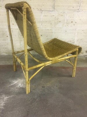 Louis Sognot Superb set of Rattan Slipper Chairs 