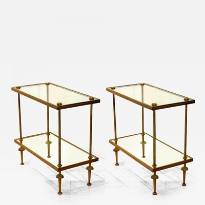 Maison Bagues 2 tiers gold bronze and glass coffee or side tables