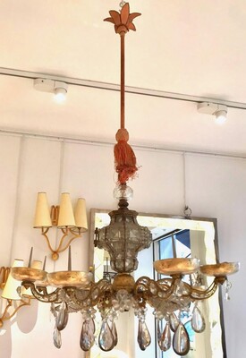 Maison Bagues baroque gold leaf wrought iron chandelier