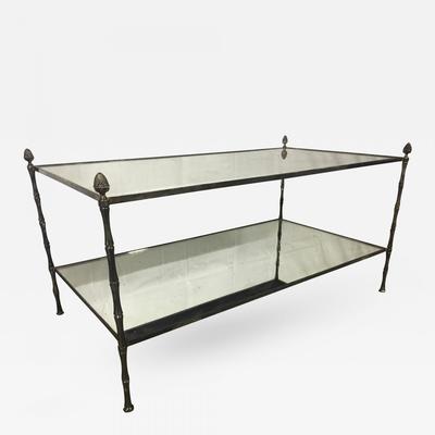 Maison Baguès big two tier silvered bronze coffee table