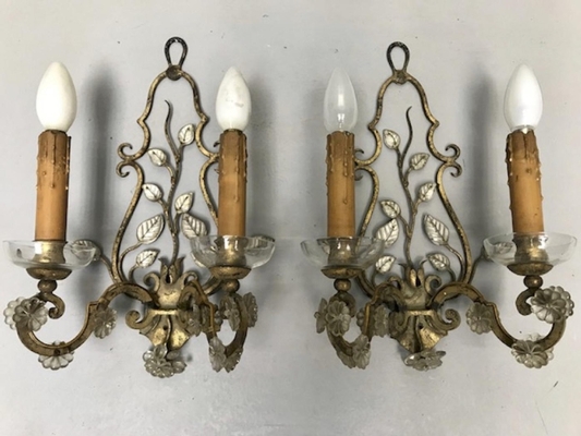 Maison Bagues genuine refined gold lead pair of sconces