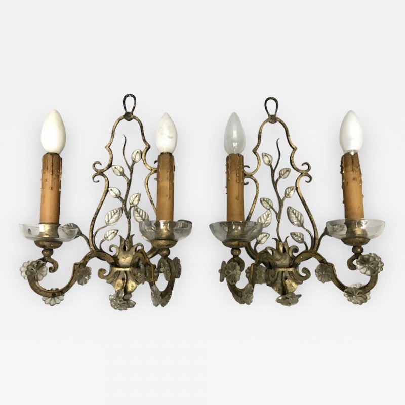 Maison Bagues genuine refined gold lead pair of sconces