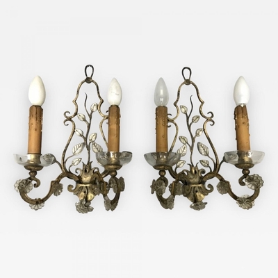 Maison Bagues genuine refined gold lead pair of sconces