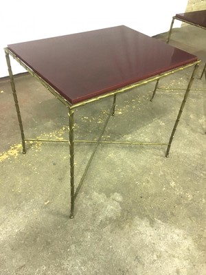 Maison Baguès gold bronze coffee table red lacquer top