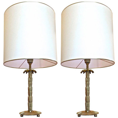 Maison Baguès gold bronze palm table lamps