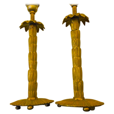 Maison Bagues gold bronze palm table lamps