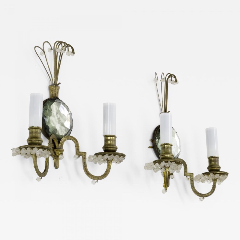 maison bagues gold bronze pearled pair of sconces 