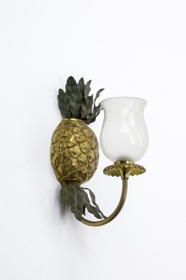 Maison Bagues Gold Bronze Pineapple Pair of Sconces