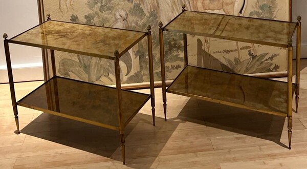 Maison Bagues pair of 2 tiers coffee tables