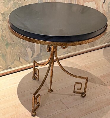 Maison Bagues pair of gold leaf wrought iron coffee table