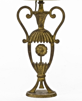 Maison Bagues  pair of gold leaf wrought iron lamps