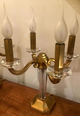 Maison Baguès pair Refined 4 Light Pair Gold Bronze Candlestick