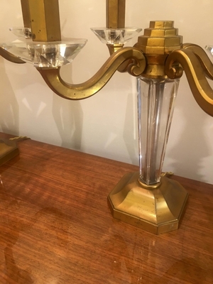 Maison Baguès pair Refined 4 Light Pair Gold Bronze Candlestick