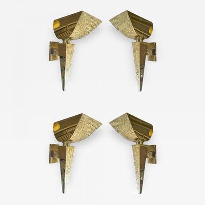 Maison Baguès Set Four Neoclassic Gold Bronze Torch Sconces