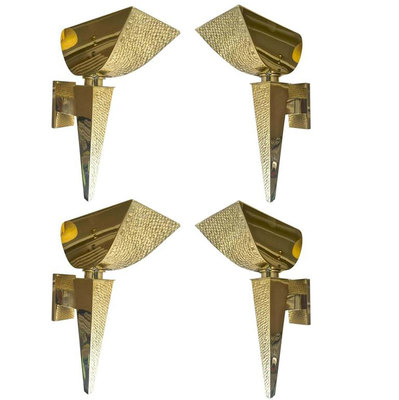 Maison Baguès Set Four Neoclassic Gold Bronze Torch Sconces